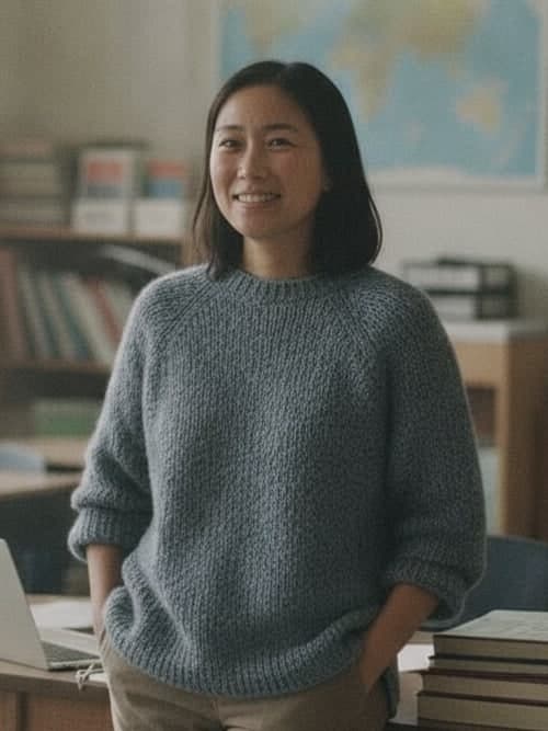 A public school teacher in her classroom